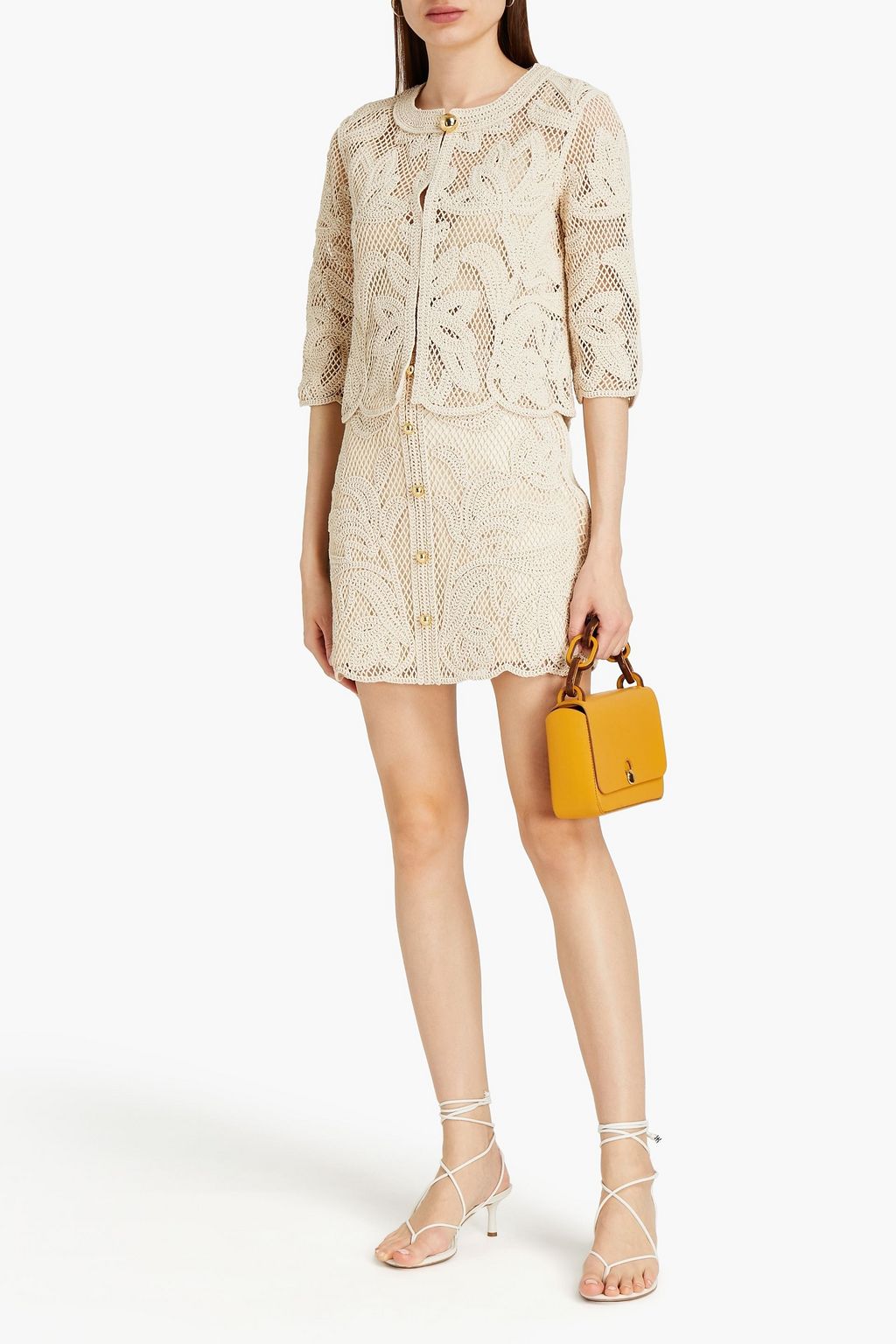 MAJE Crochet mini skirt