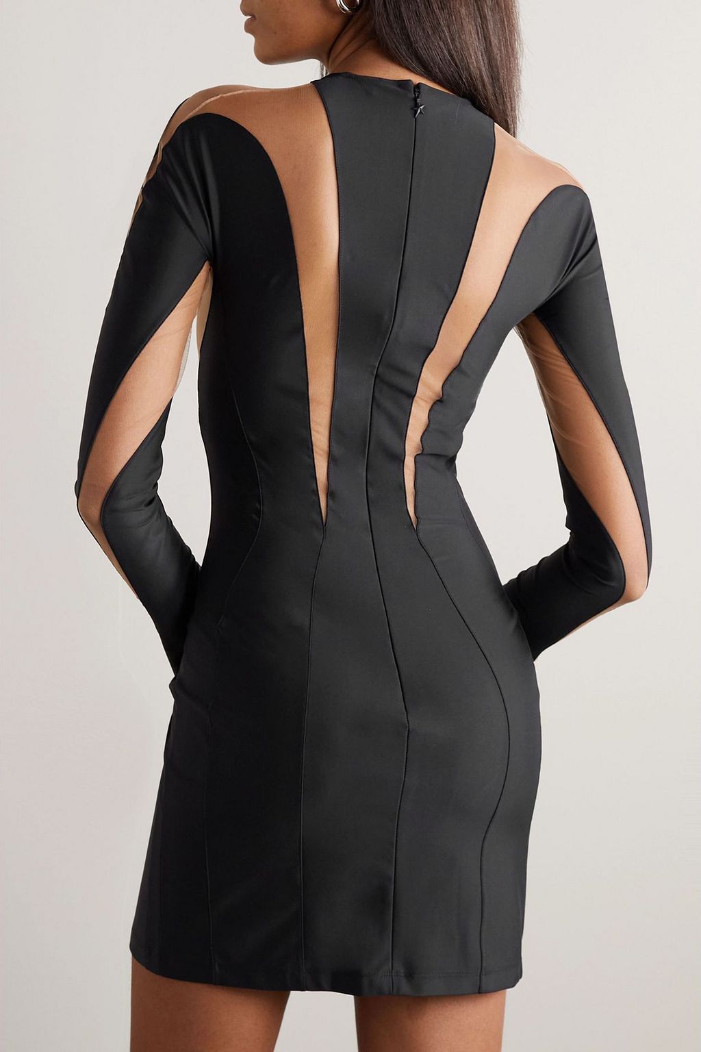 MUGLER Stretch-jersey and tulle mini dress