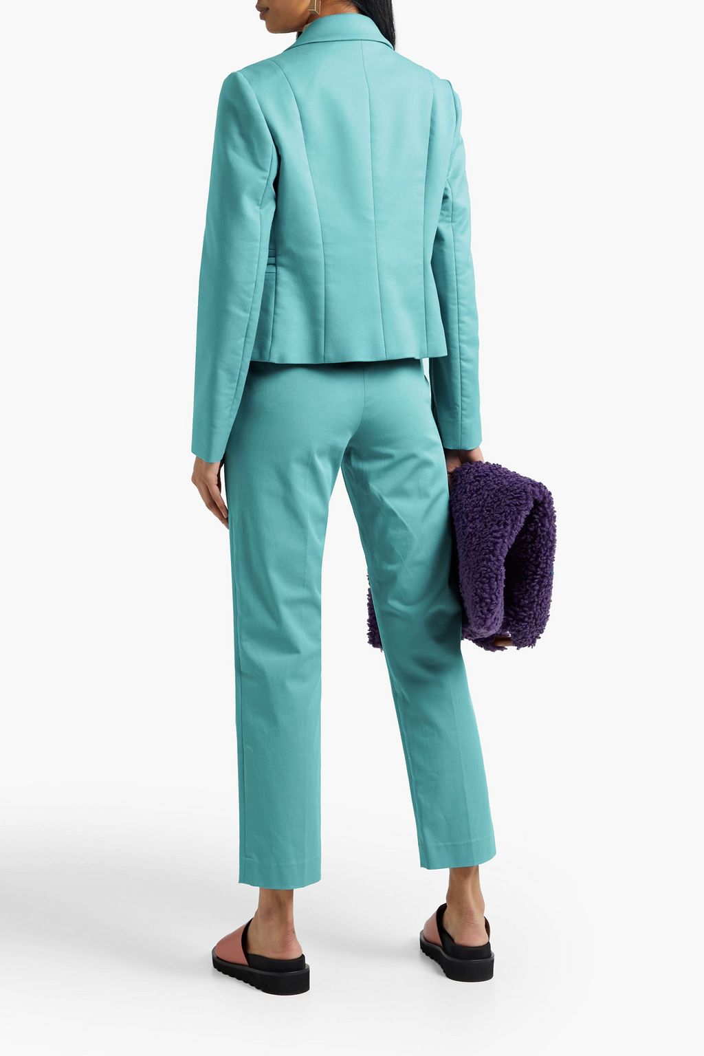 REDVALENTINO Bow-detailed cotton-blend twill straight-leg pants