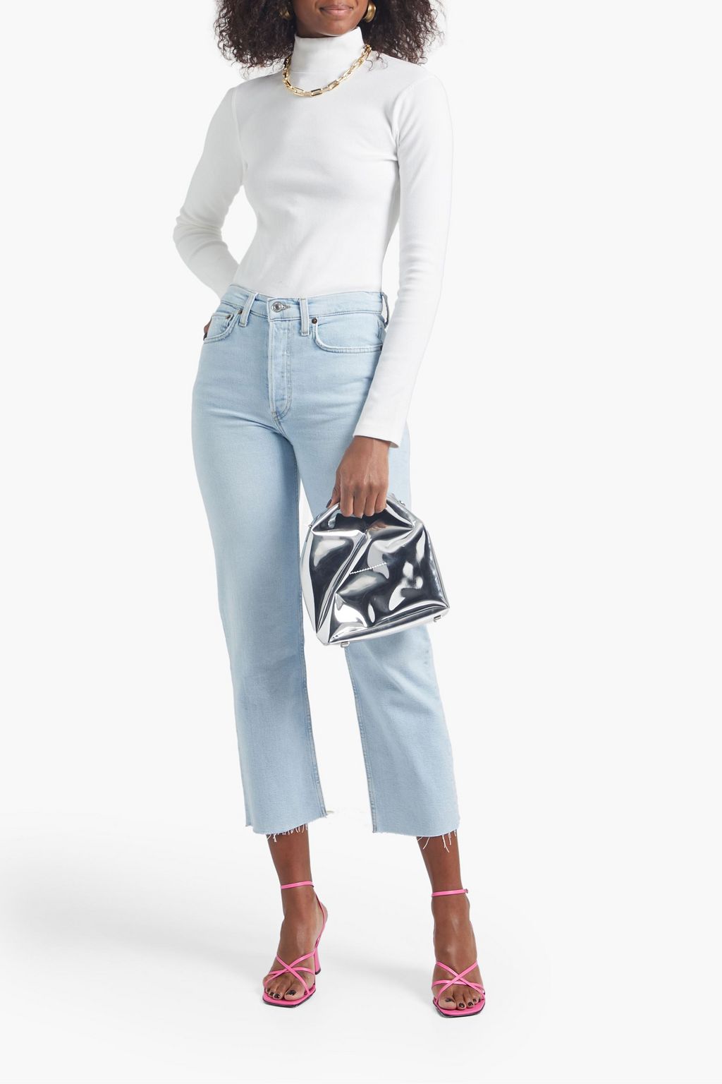 RE/DONE 70s Stove Pipe cropped distressed high-rise straight-leg jeans
