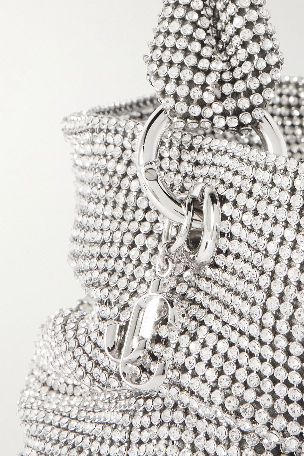 JIMMY CHOO Bonny leather-trimmed crystal-embellished mesh cross-body bag