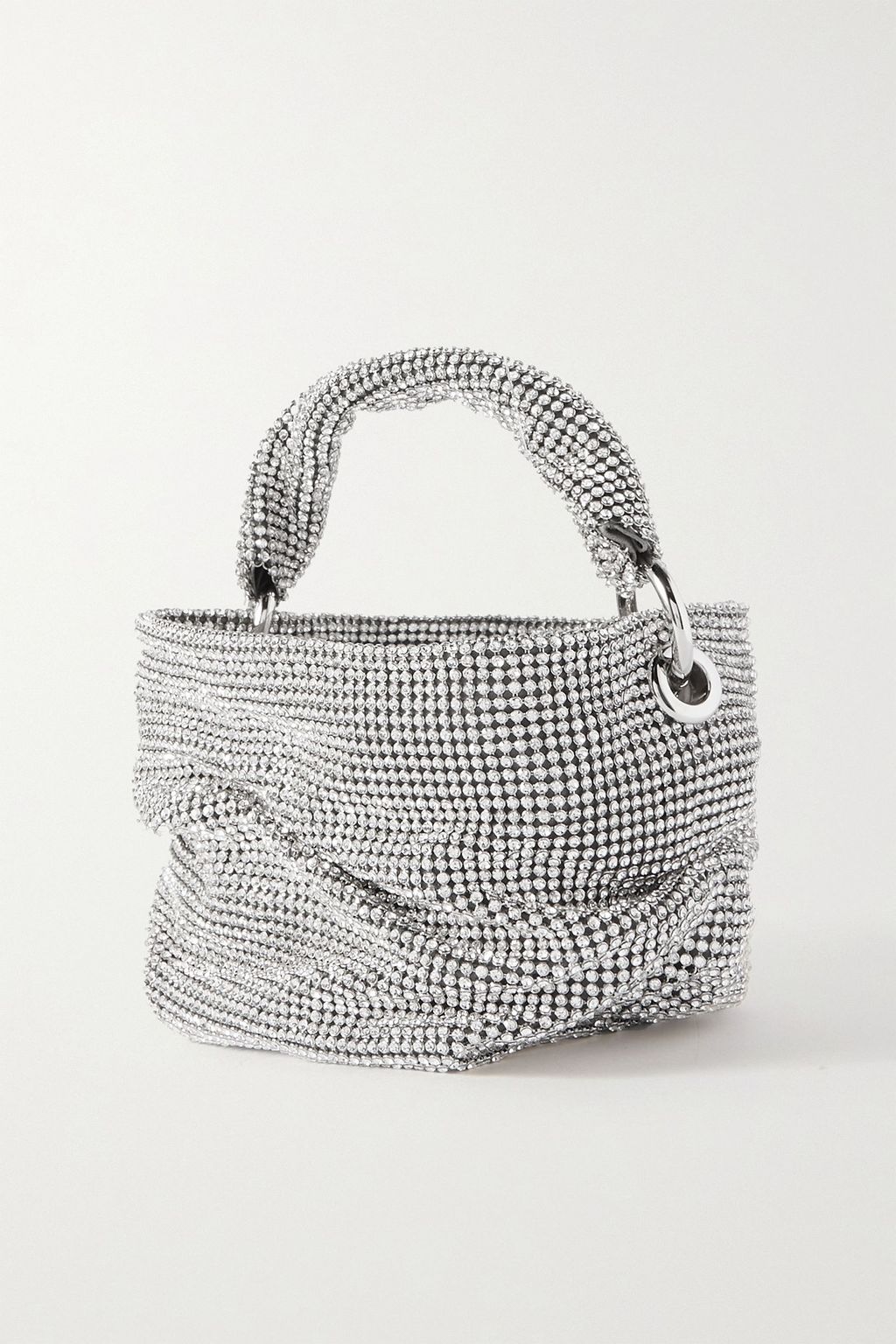JIMMY CHOO Bonny leather-trimmed crystal-embellished mesh cross-body bag