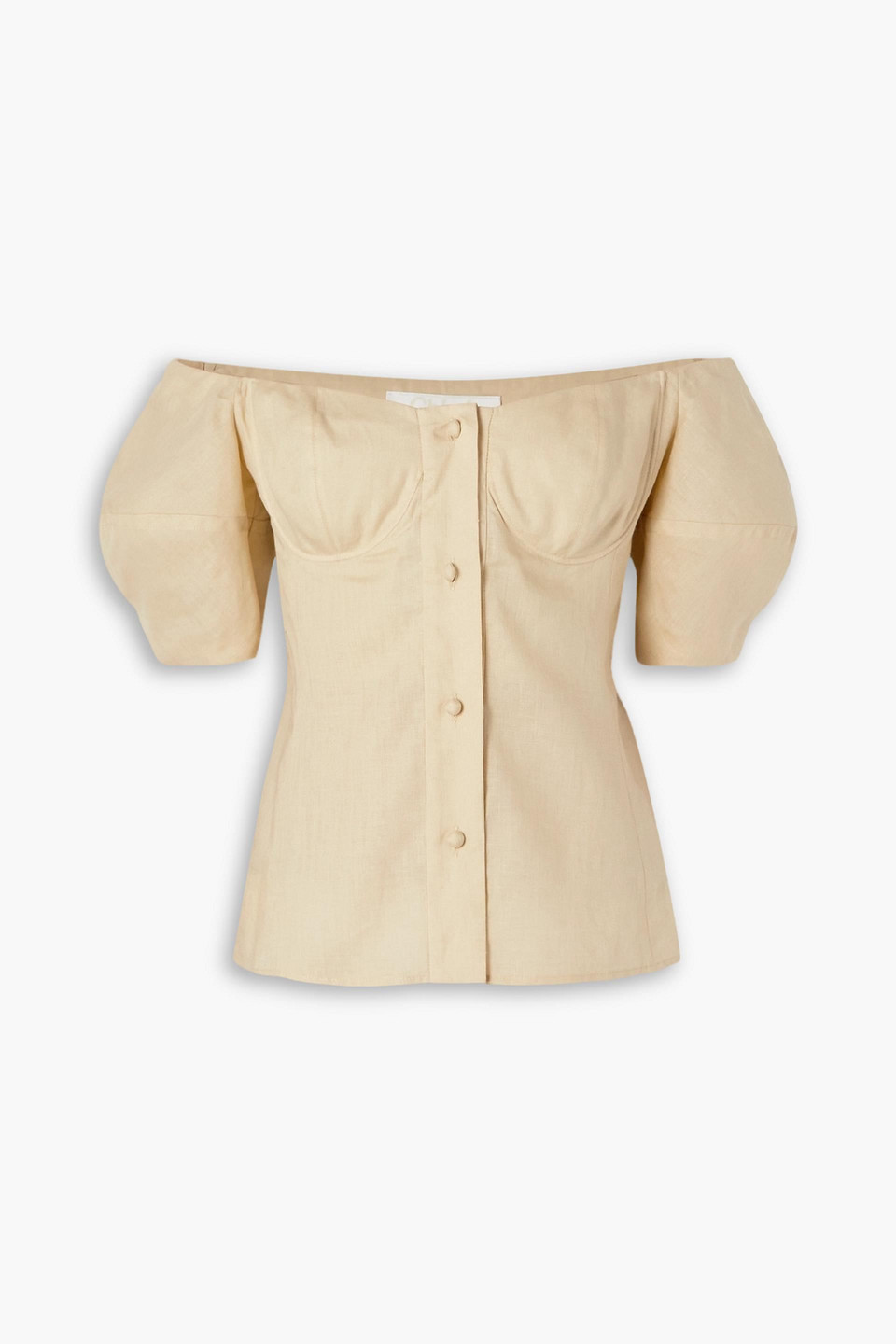Shop Chloé Off-the-shoulder Linen Blouse In Beige