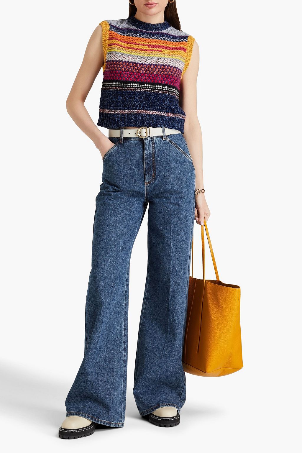 CHLOÉ Cropped cashmere and wool-blend vest