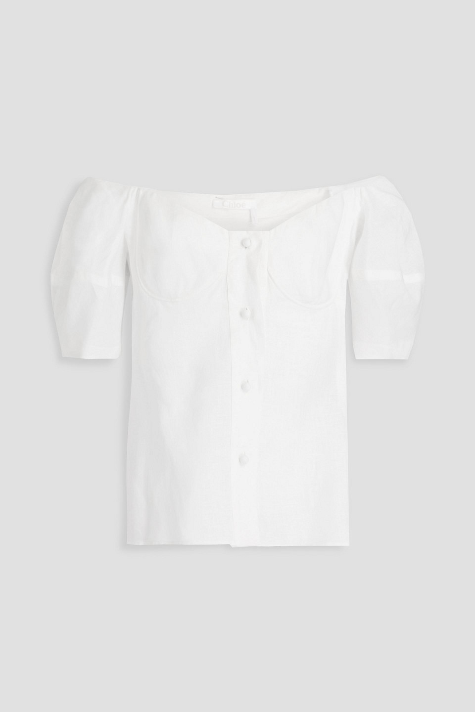Chloé Off-the-shoulder Linen Top In White