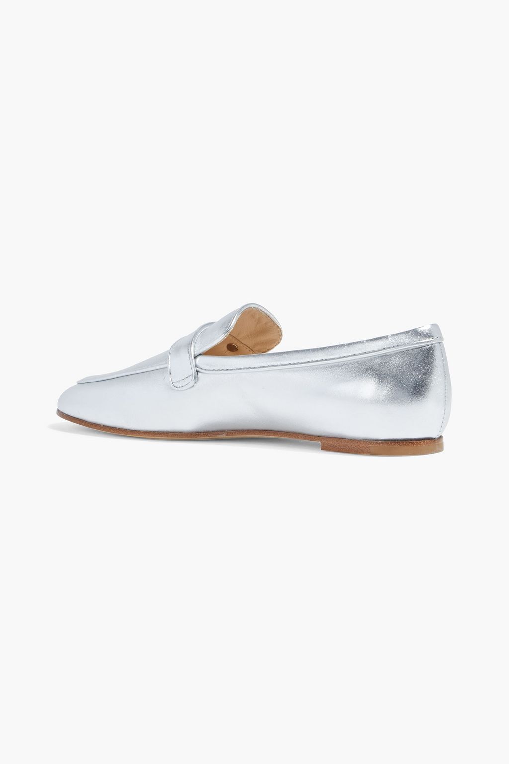 TOD'S Crystal-embellished metallic leather loafers