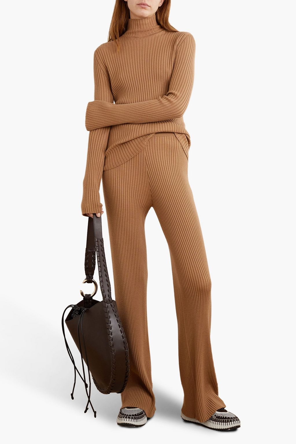 CHLOÉ Ribbed wool and cashmere-blend turtleneck sweater