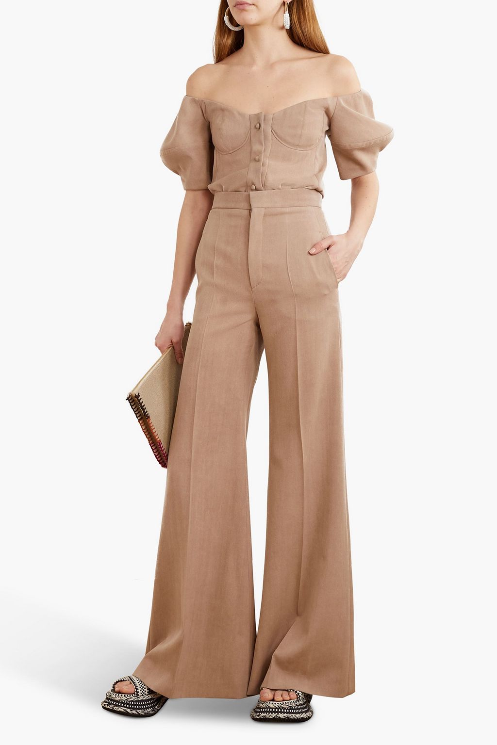 CHLOÉ Off-the-shoulder wool-twill top