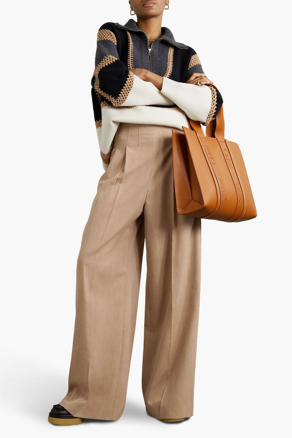 CHLOÉ Pleated wool-twill wide-leg pants