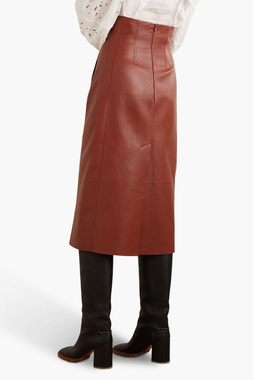 CHLOÉ Leather midi skirt