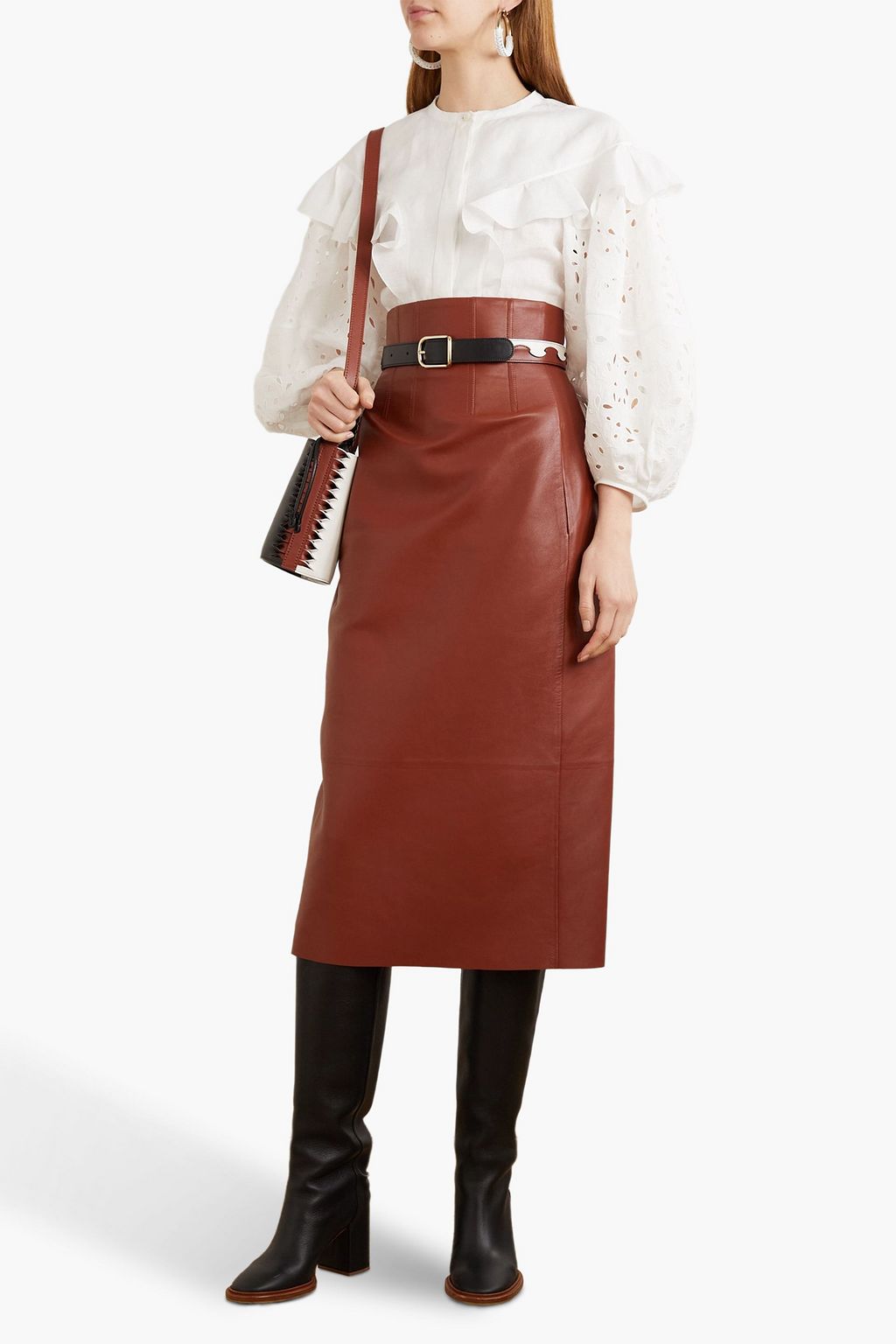 CHLOÉ Leather midi skirt