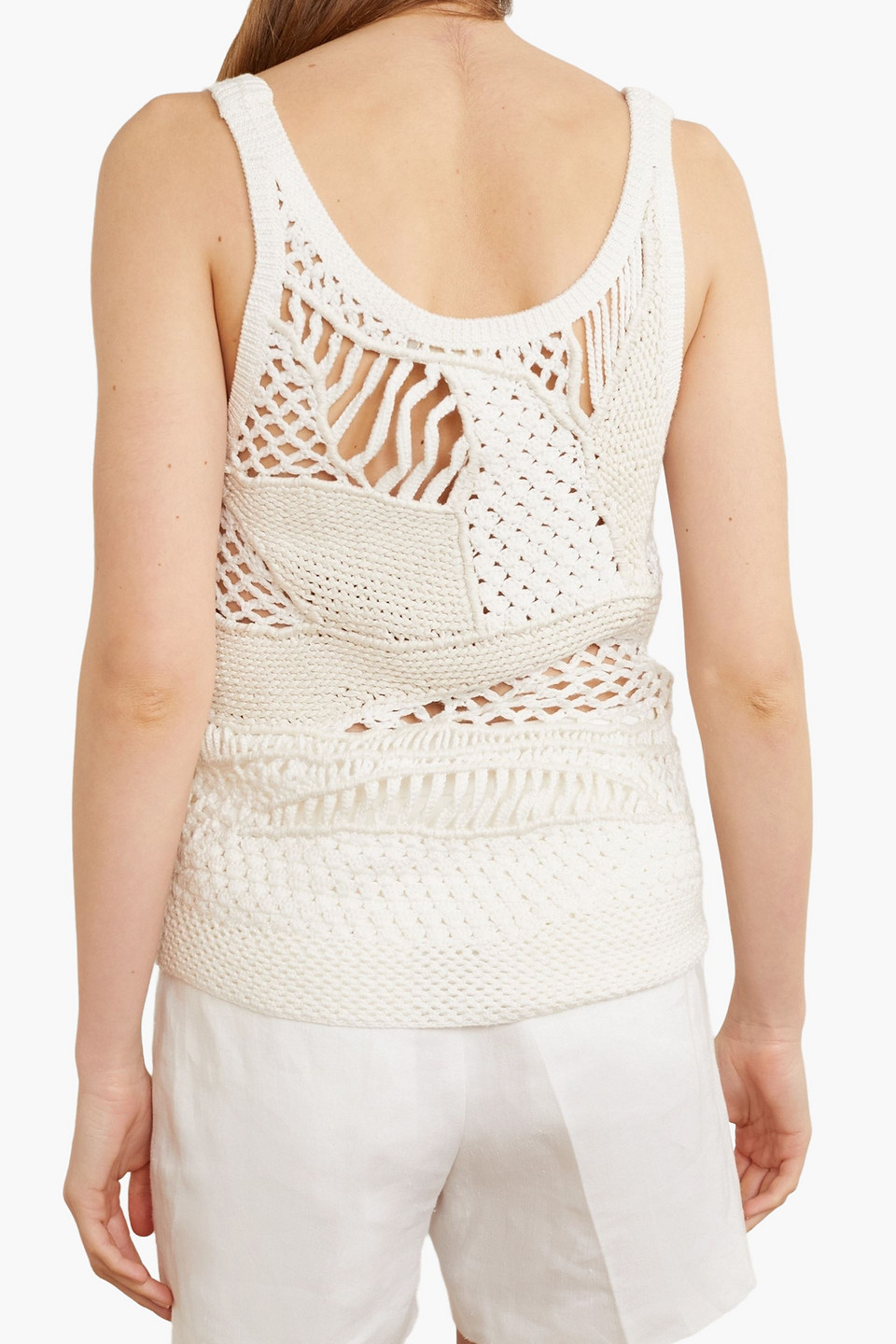 Chloé Crocheted Wool And Silk-blend Tank In Elfenbein