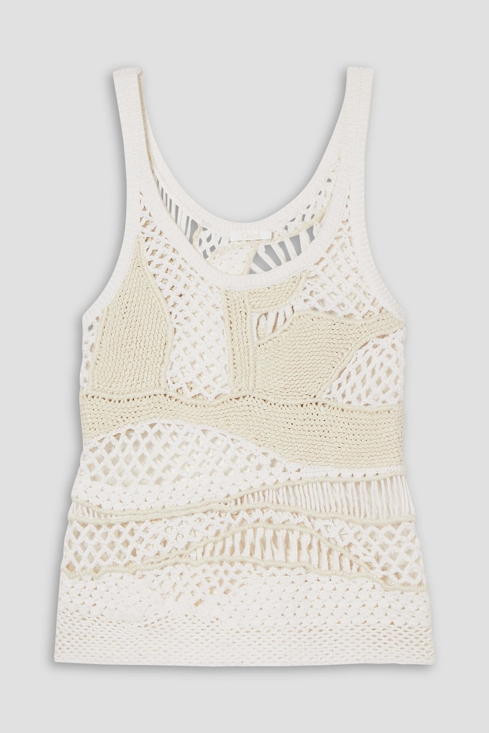 Chloé Crocheted Wool And Silk-blend Tank In Elfenbein