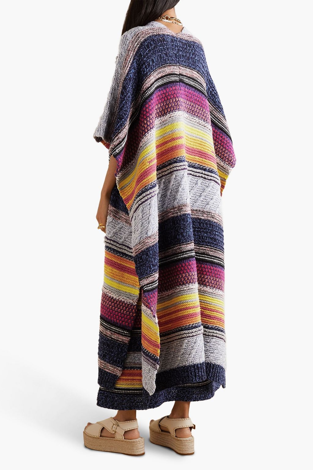 CHLOÉ Striped cashmere and woolblend poncho THE
