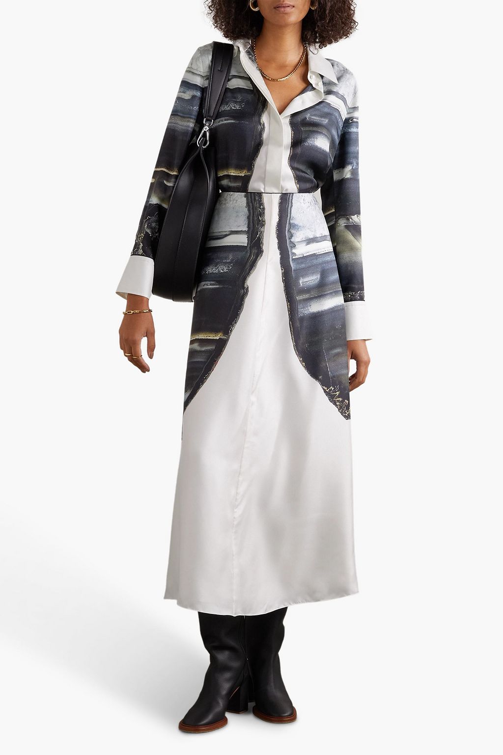 CHLOÉ Printed silk-twill midi skirt