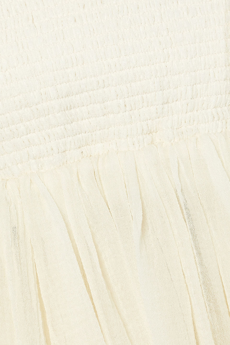 Chloé Ruched-bodice Off-shoulder Wool Top In Elfenbein