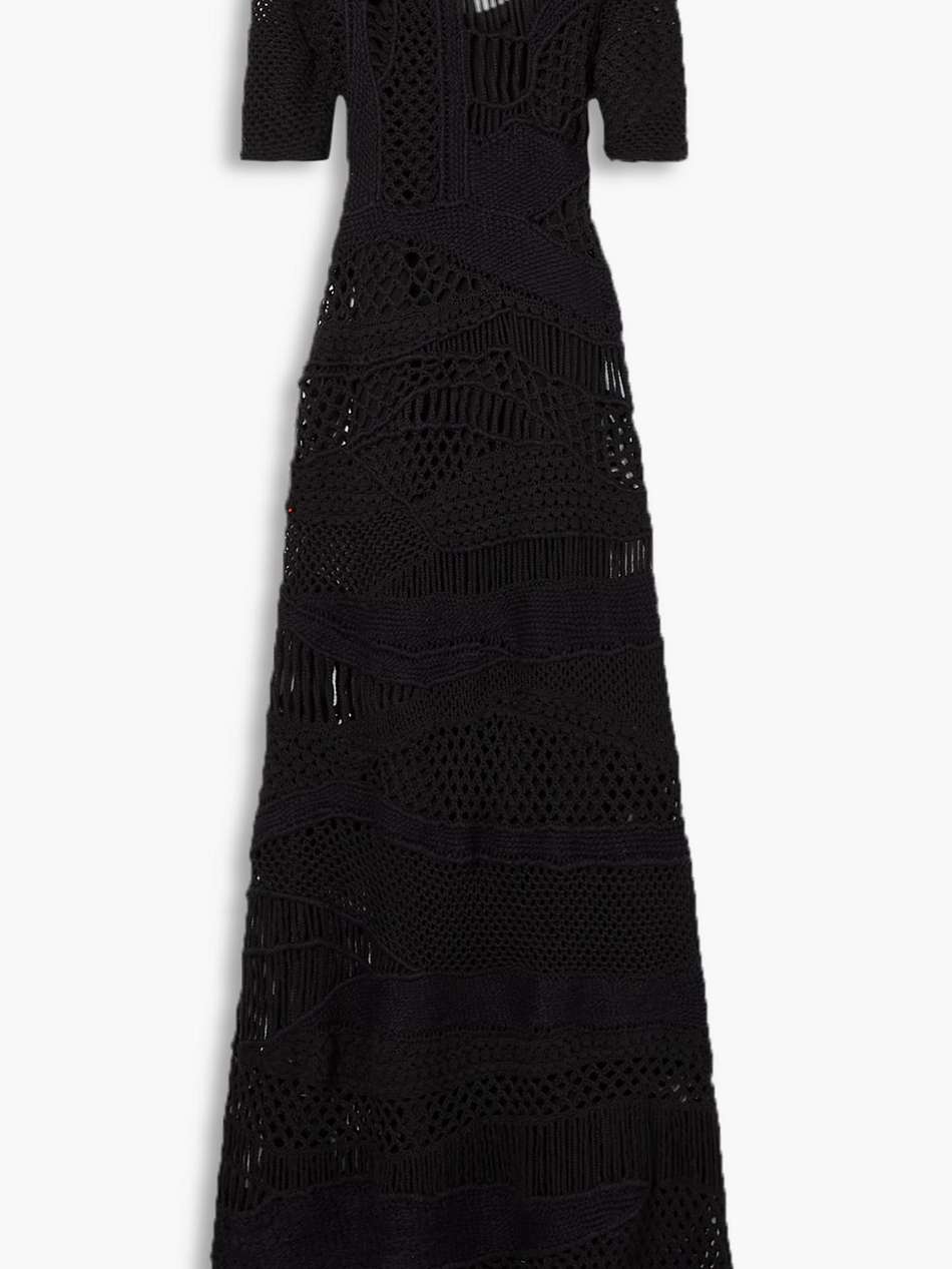 crocheted wool and silk-blend maxi dress