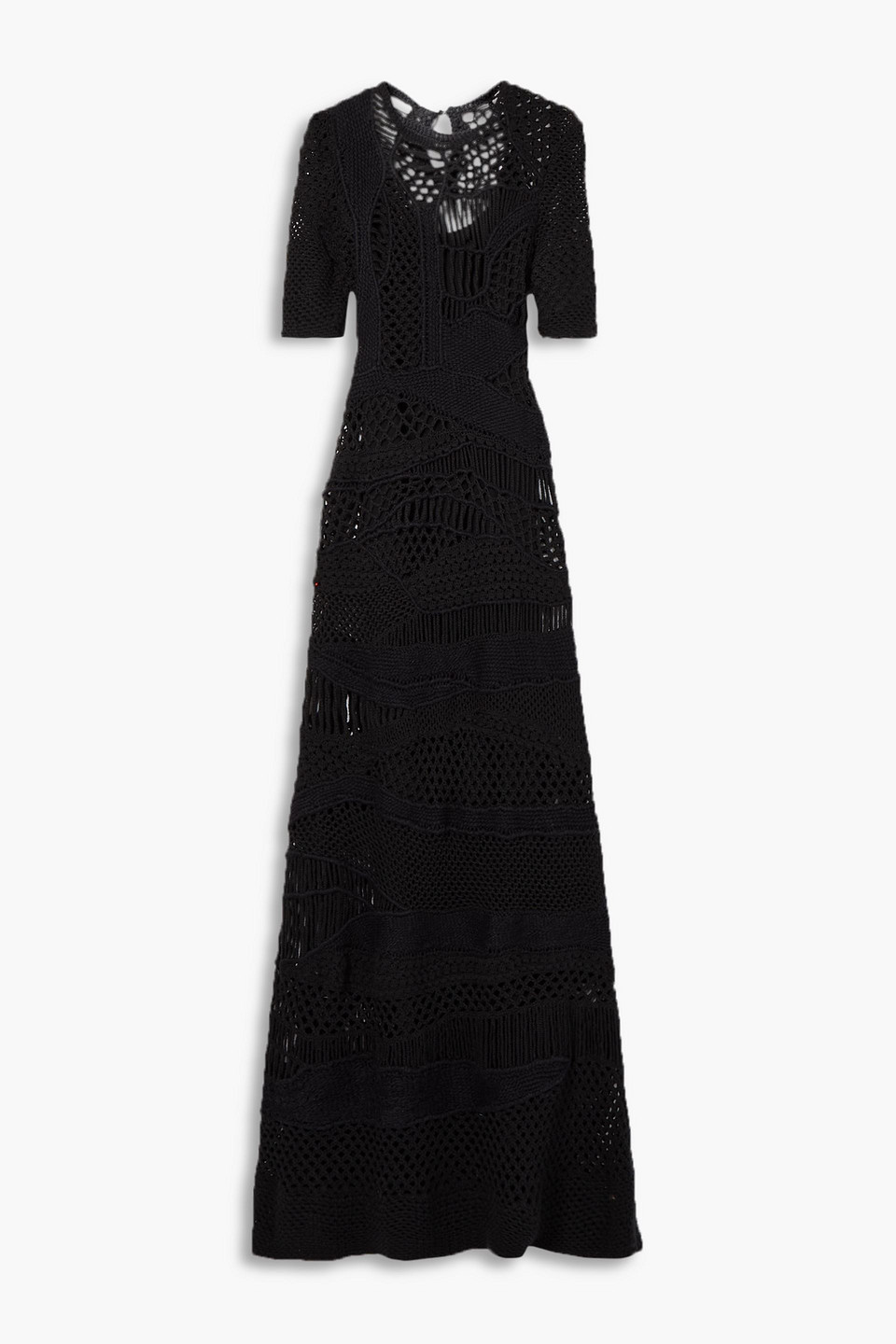 Chloé Crocheted Wool And Silk-blend Maxi Dress In Schwarz