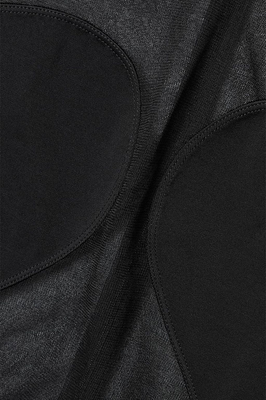 ALAÏA Paneled silk and jersey thong bodysuit