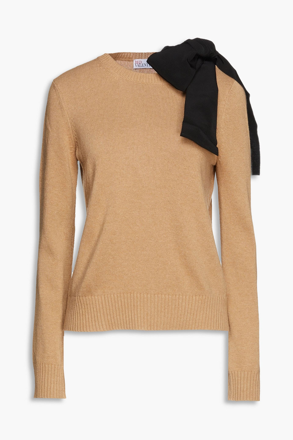 Redvalentino Woman Bow-detailed Knitted Sweater Sand Size XS