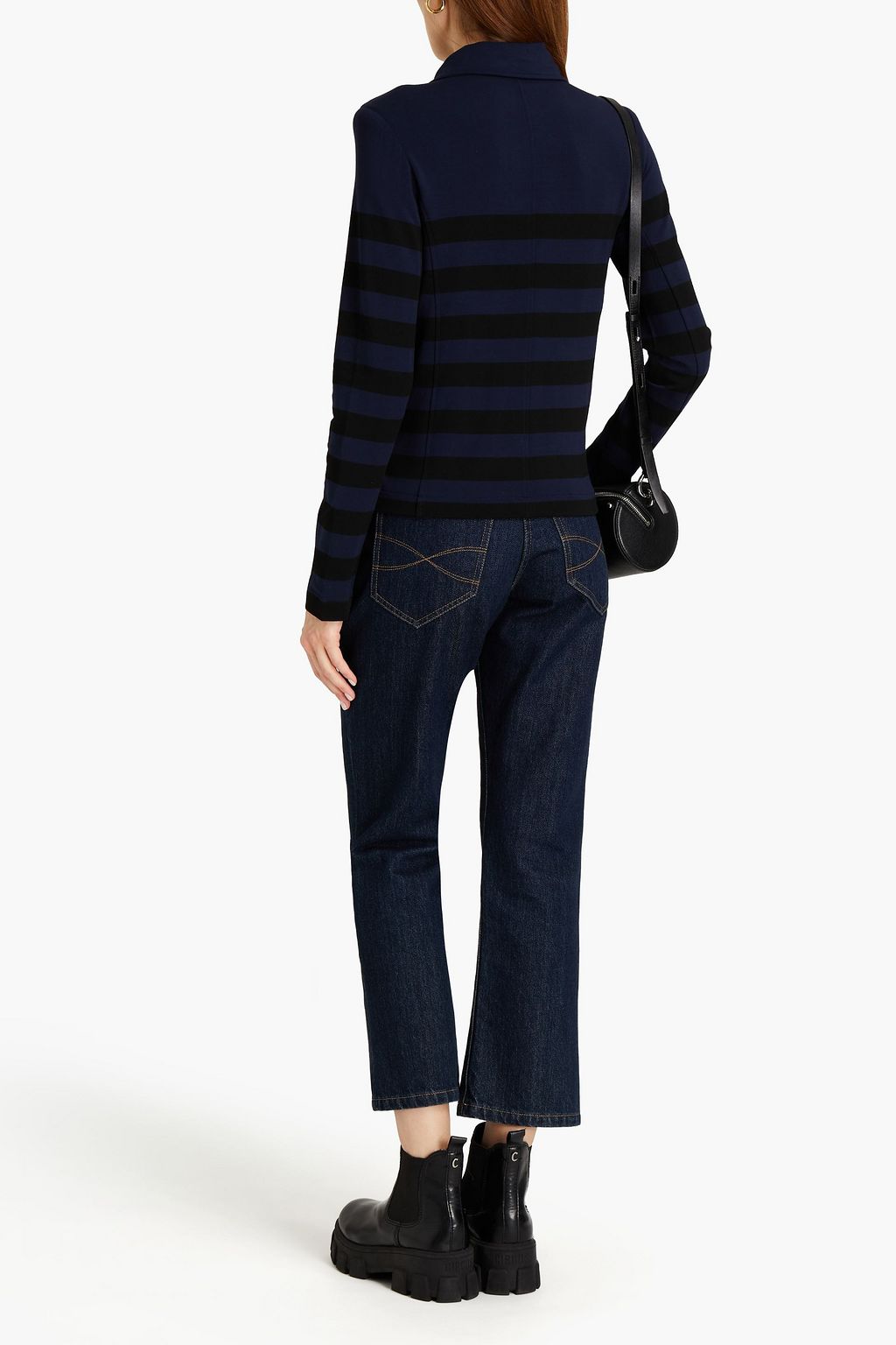 MAJESTIC FILATURES Striped French terry biker jacket