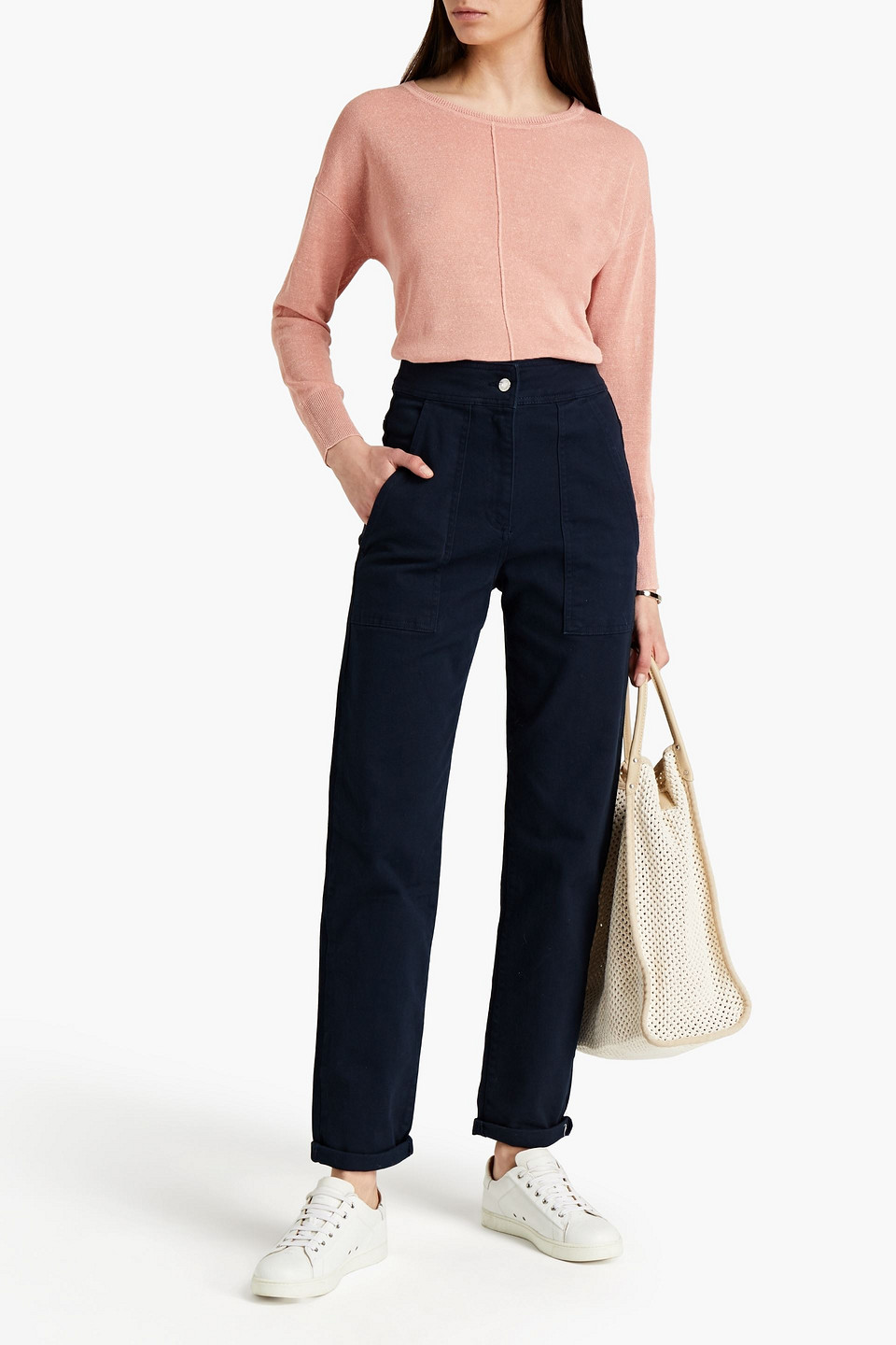 Vanessa Bruno Rafia Linen-blend Jumper In Pink