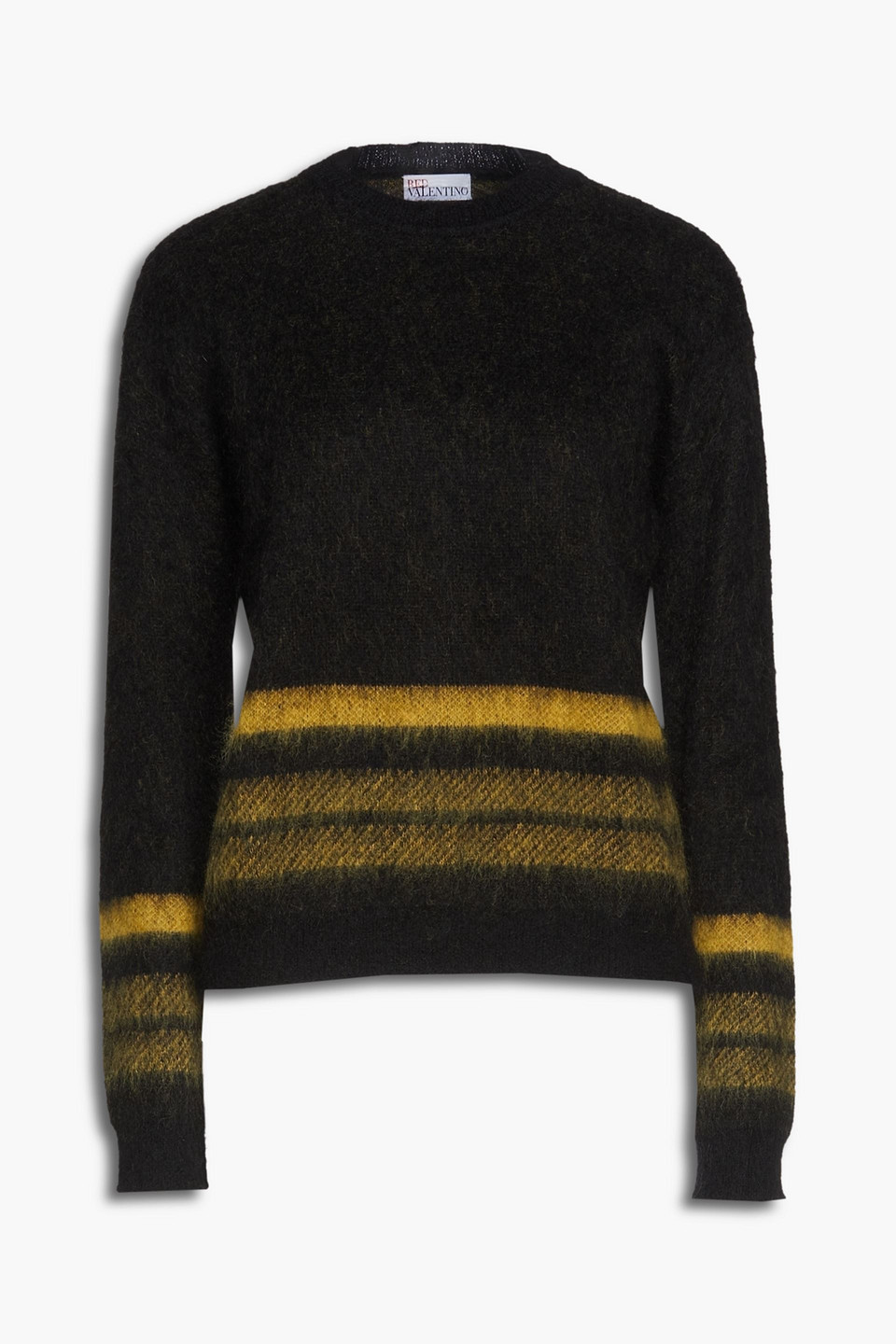 Redvalentino Woman Brushed Striped Knitted Sweater Black Size S