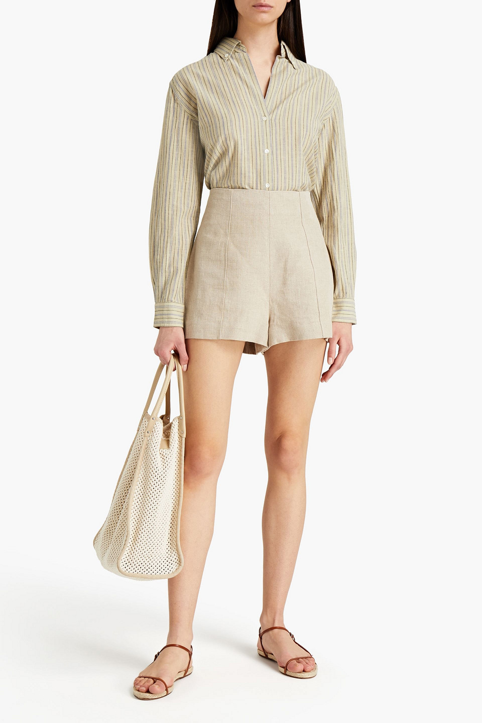Vanessa Bruno Druyat Striped Cotton Shirt In Sage Green