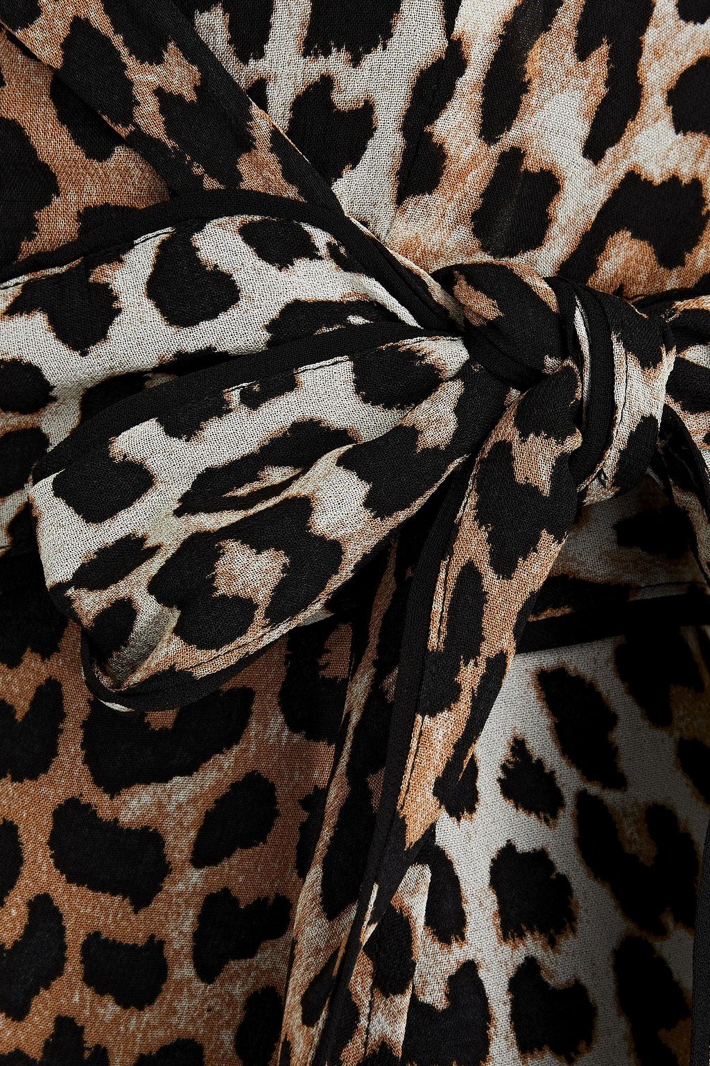 GANNI Leopard-print georgette midi wrap dress