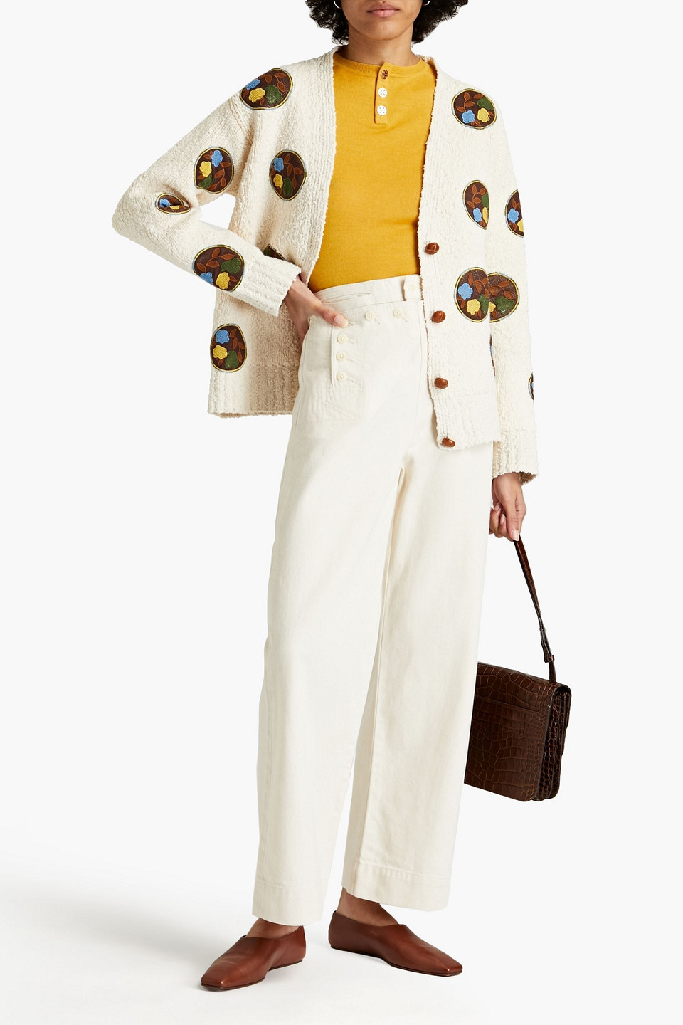 Tory Burch Crochet-trimmed Cotton-blend Bouclé Jacket In Neutrals