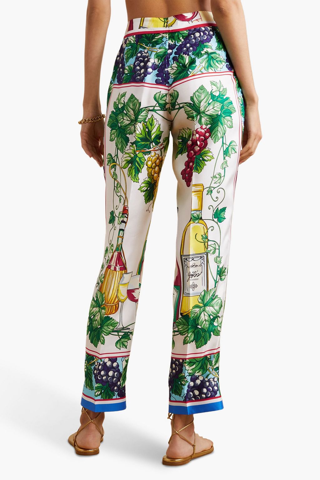 DOLCE&GABBANA Printed silk-twill straight-leg pants