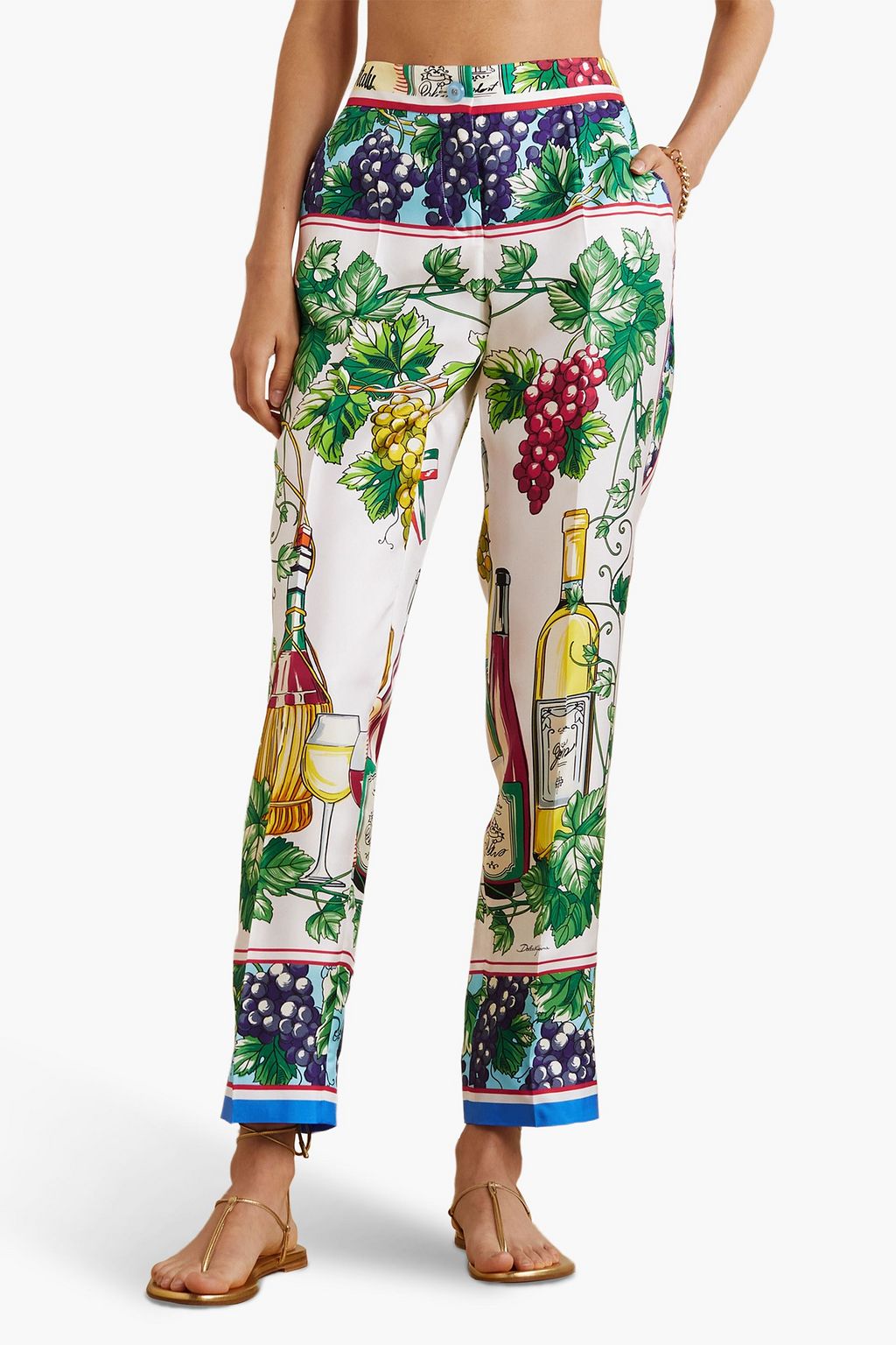 DOLCE&GABBANA Printed silk-twill straight-leg pants