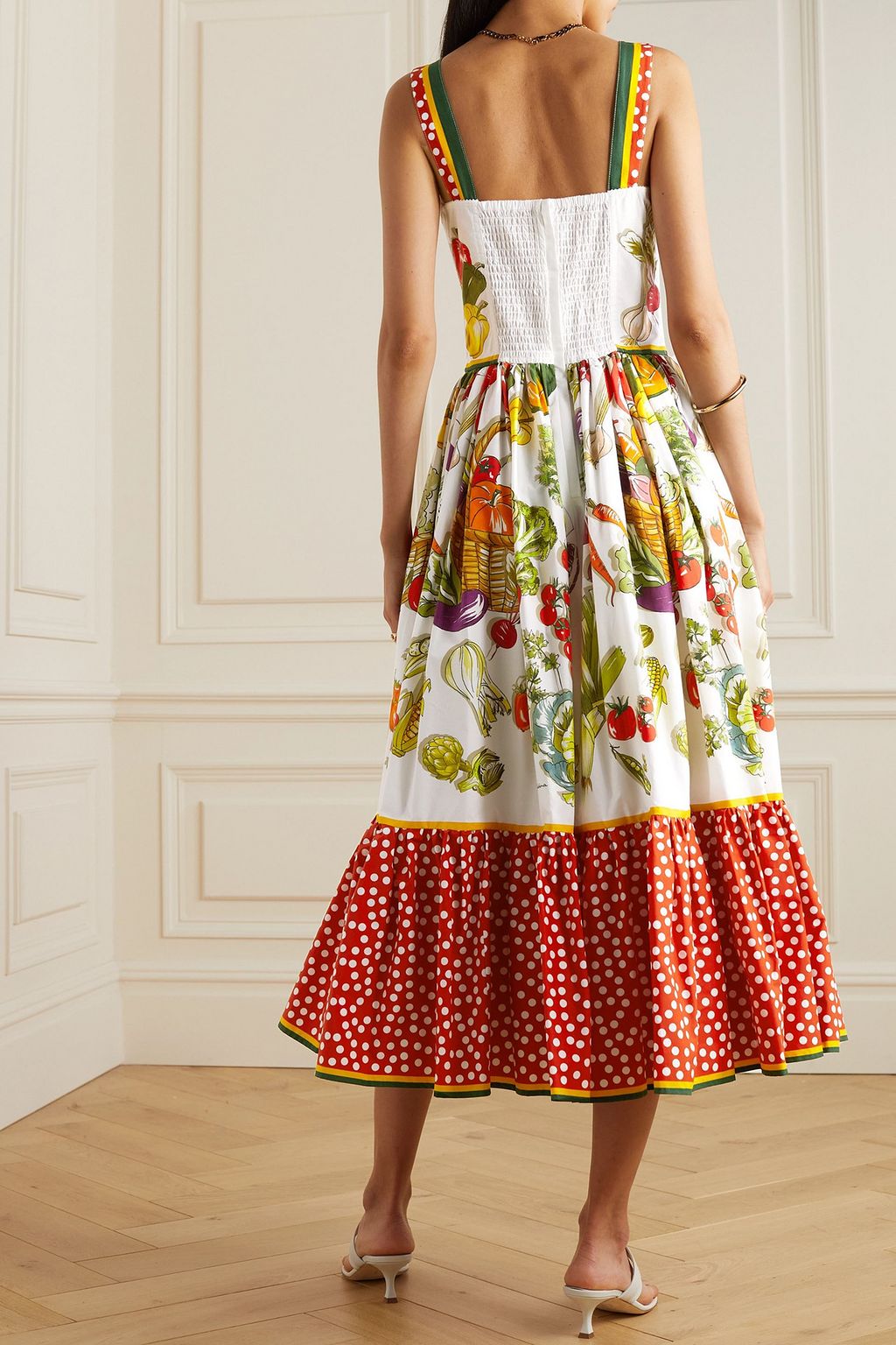 DOLCE&GABBANA فستان متوسّط الطول من قطن البوبلين بطبعات