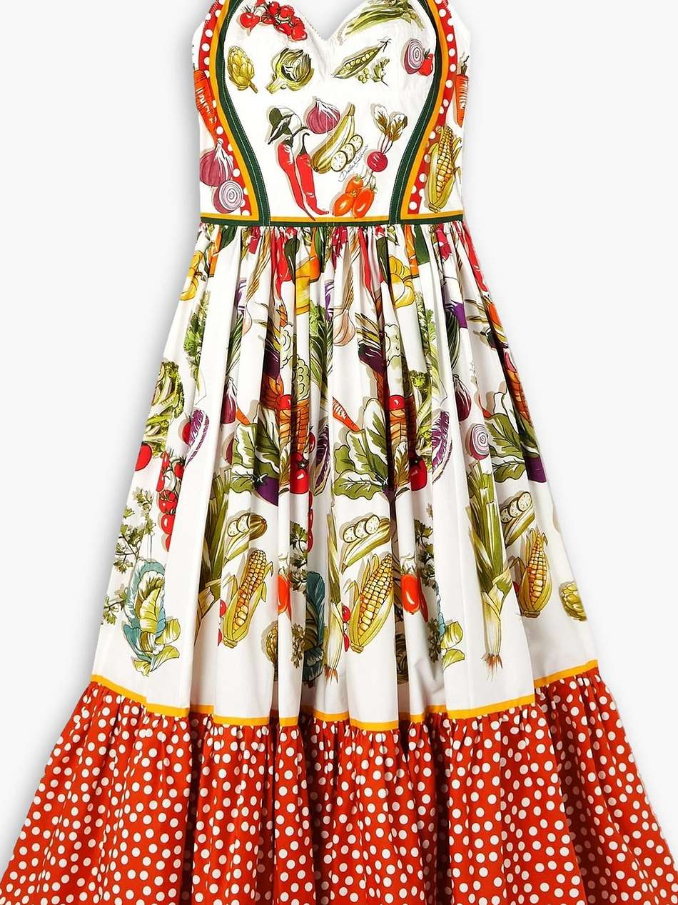 printed cotton-poplin midi dress