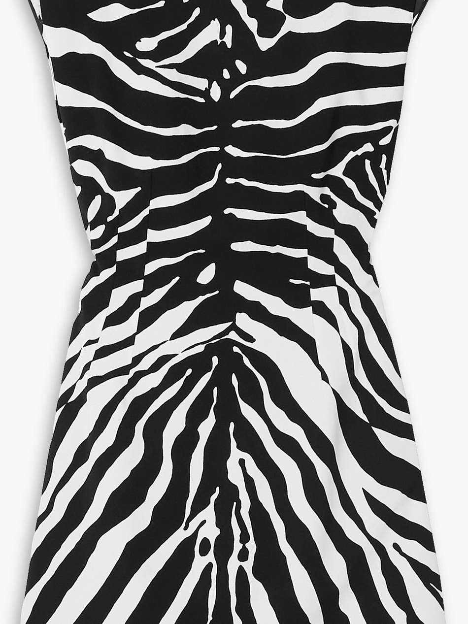 pintucked zebra-print crepe mini dress