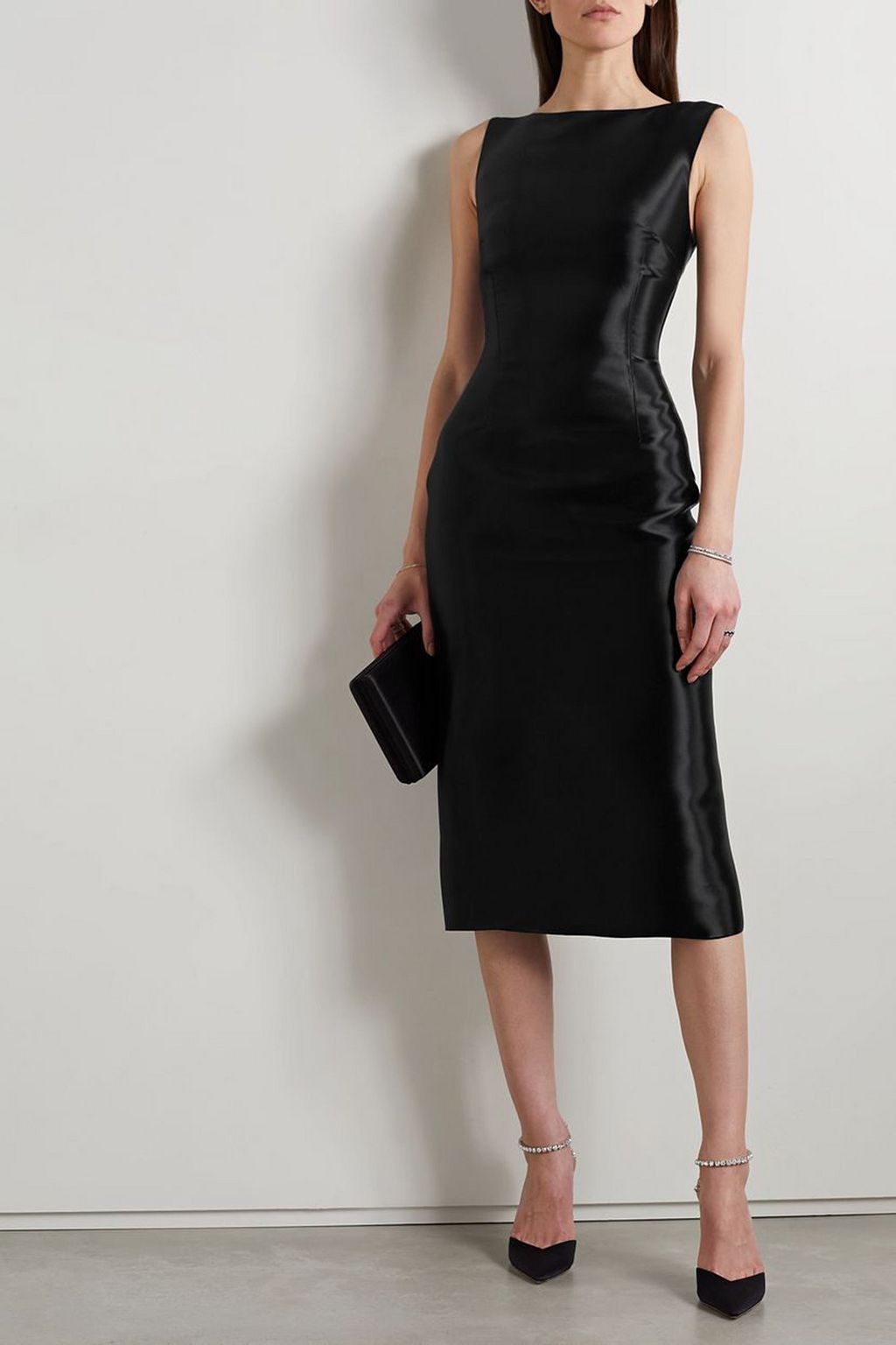 RALPH LAUREN COLLECTION Arella mulberry silk-blend satin midi dress
