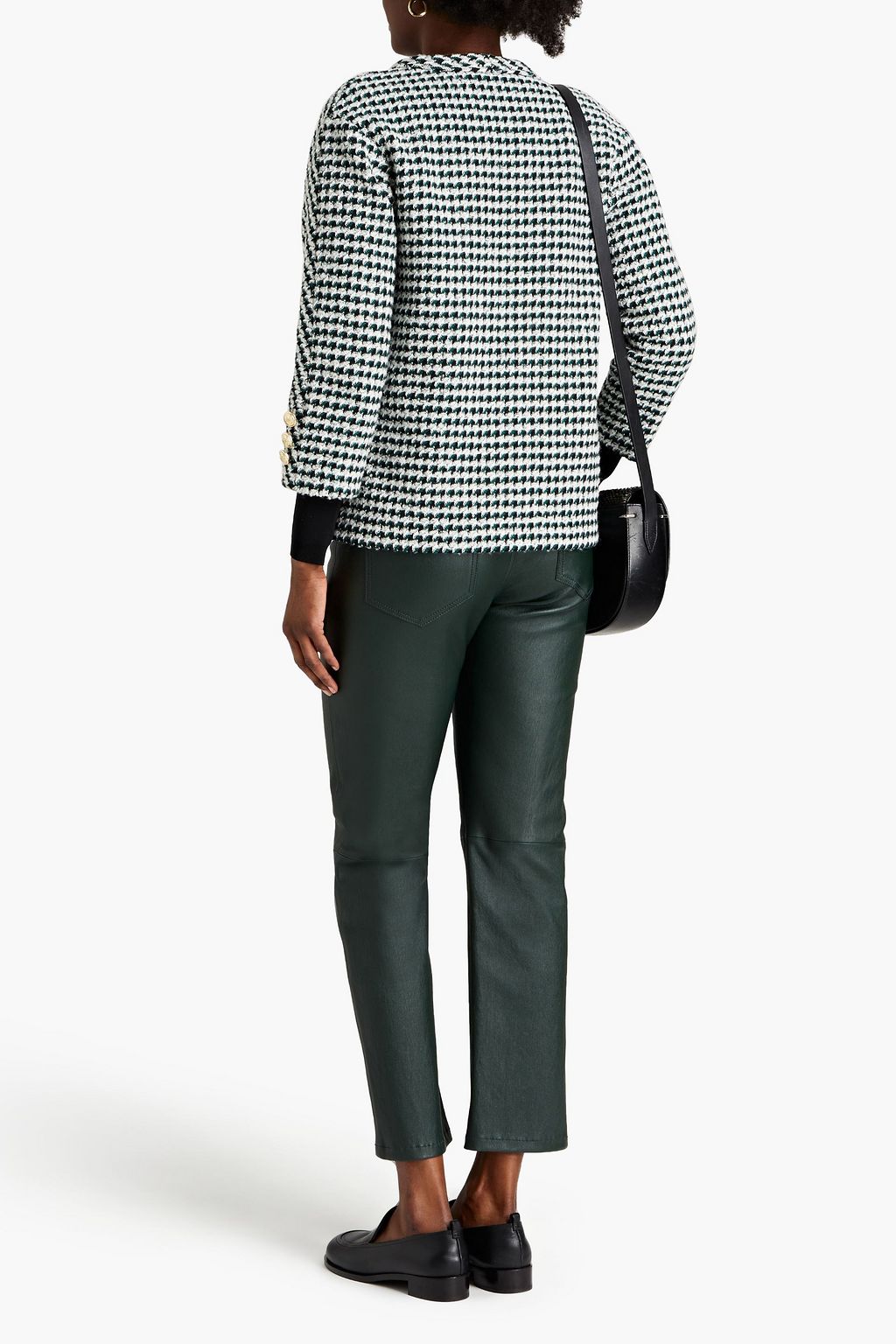 MAJE Button-embellished cotton-blend tweed jacket
