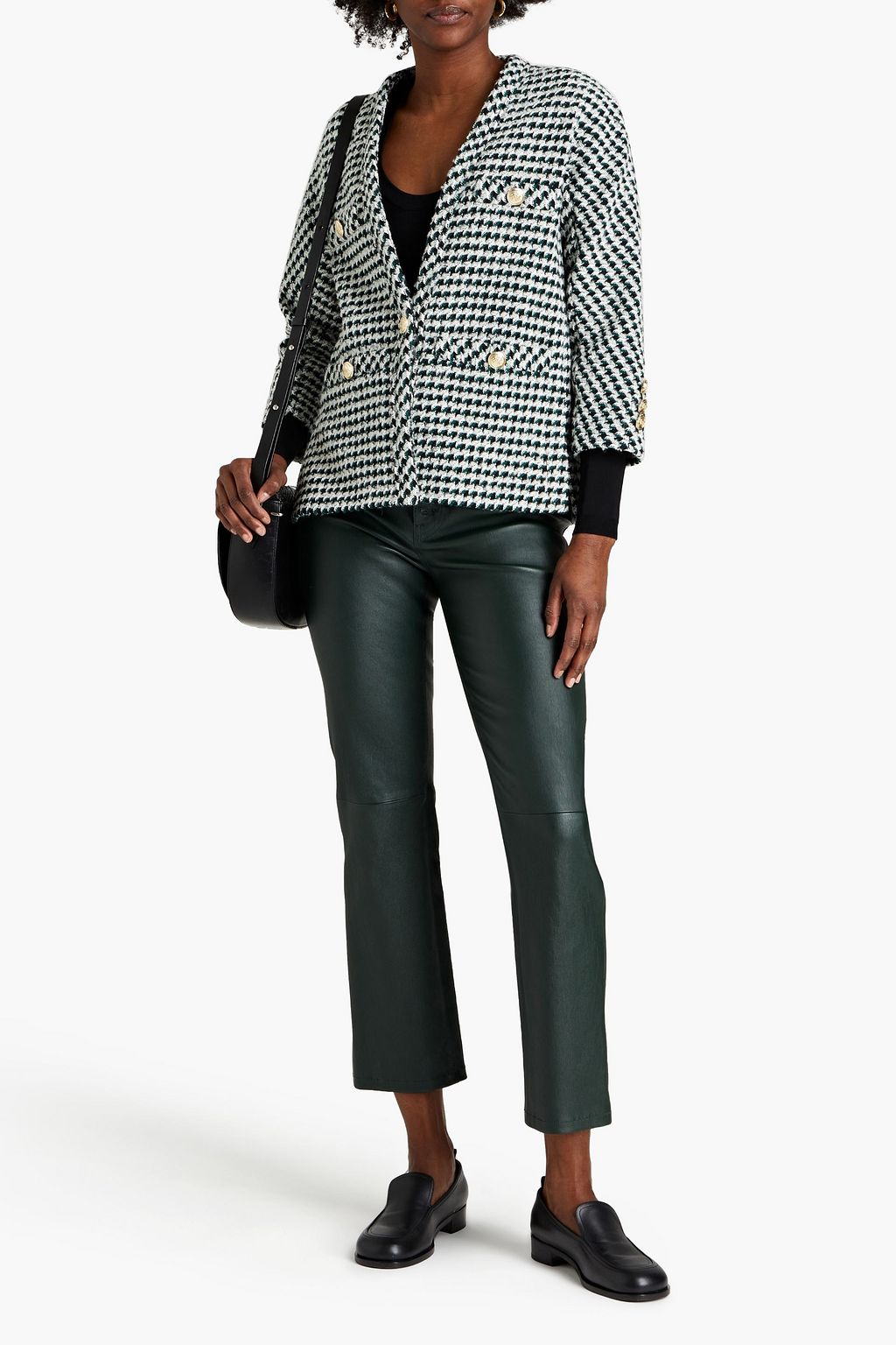 MAJE Button-embellished cotton-blend tweed jacket
