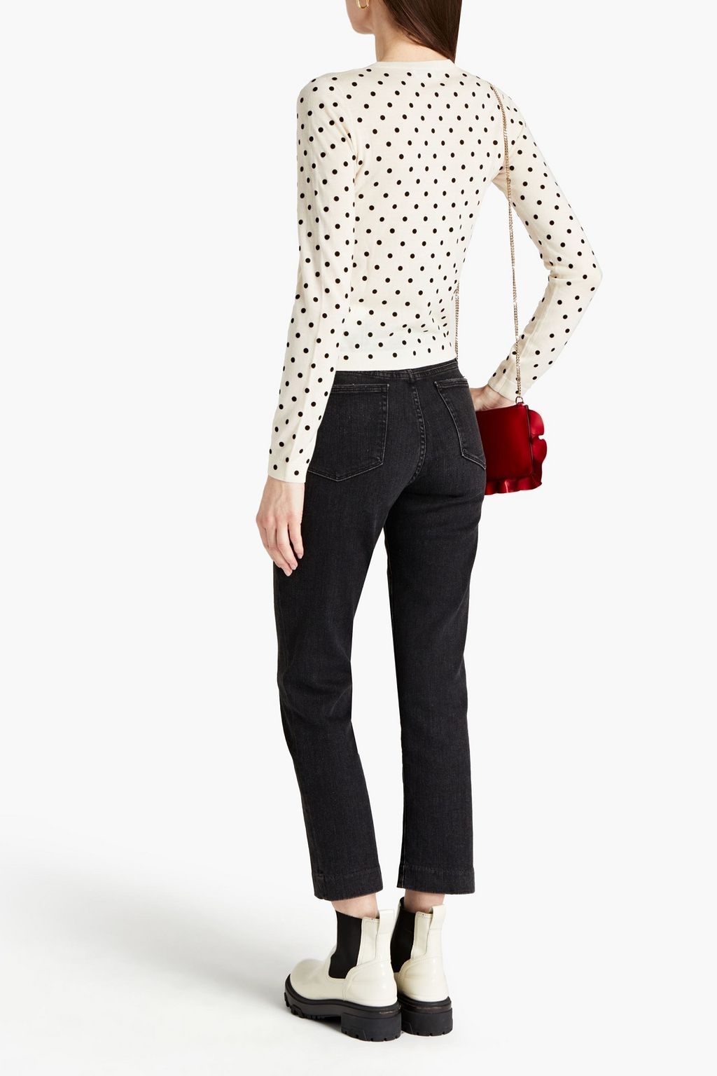 REDVALENTINO Logo-appliquéd flocked wool cardigan