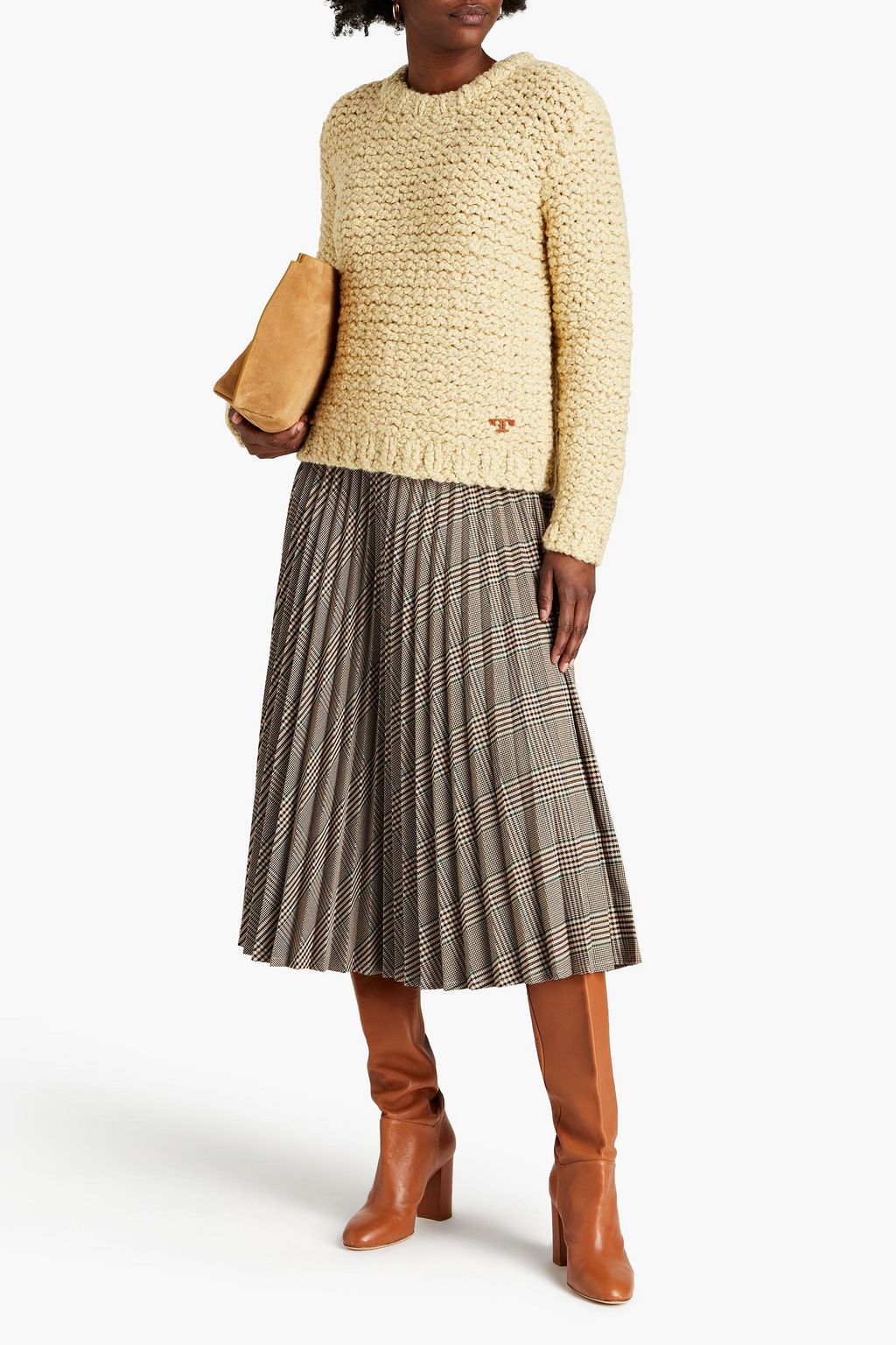 TORY BURCH Pullover aus Bouclé-Strick aus einer Alpakamischung