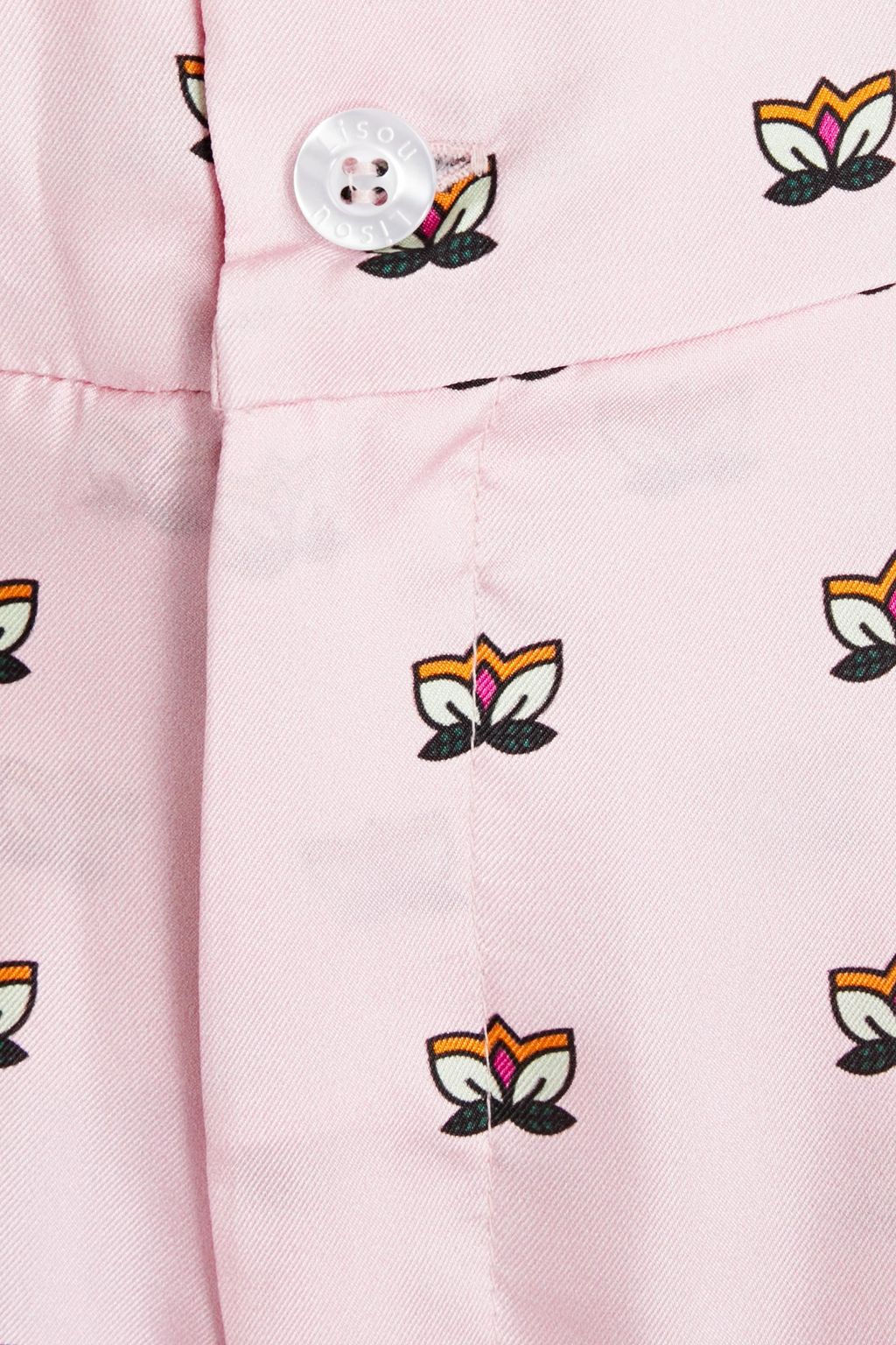 LISOU Printed silk-twill straight-leg pants
