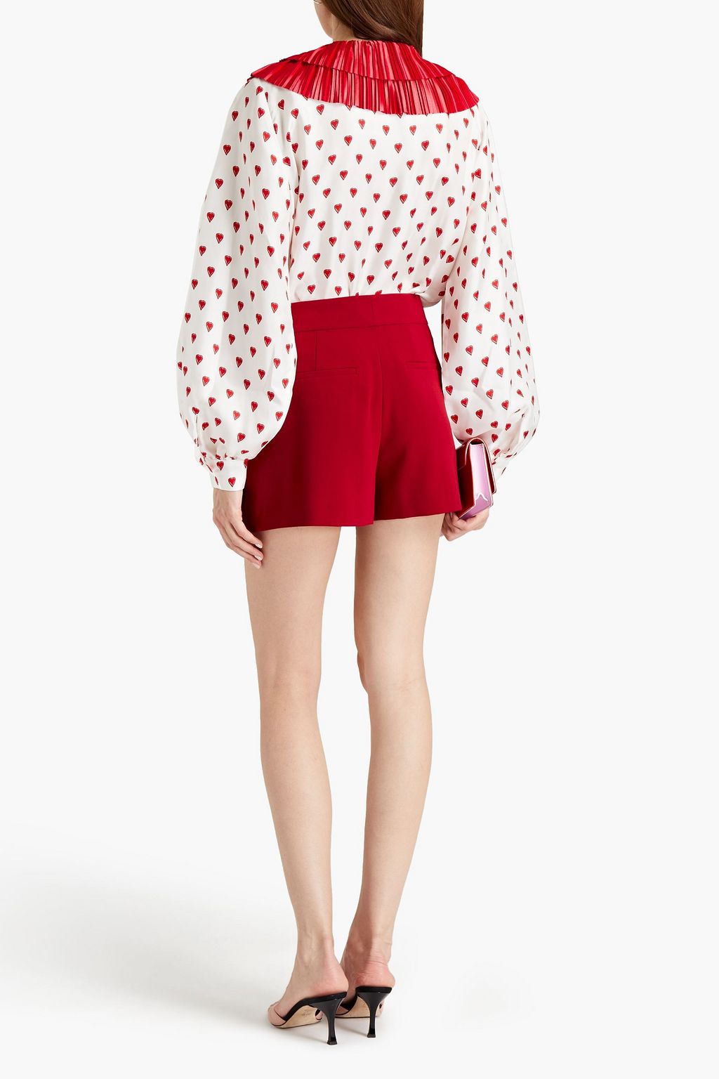 LISOU Simone ruffled printed silk-twill shirt