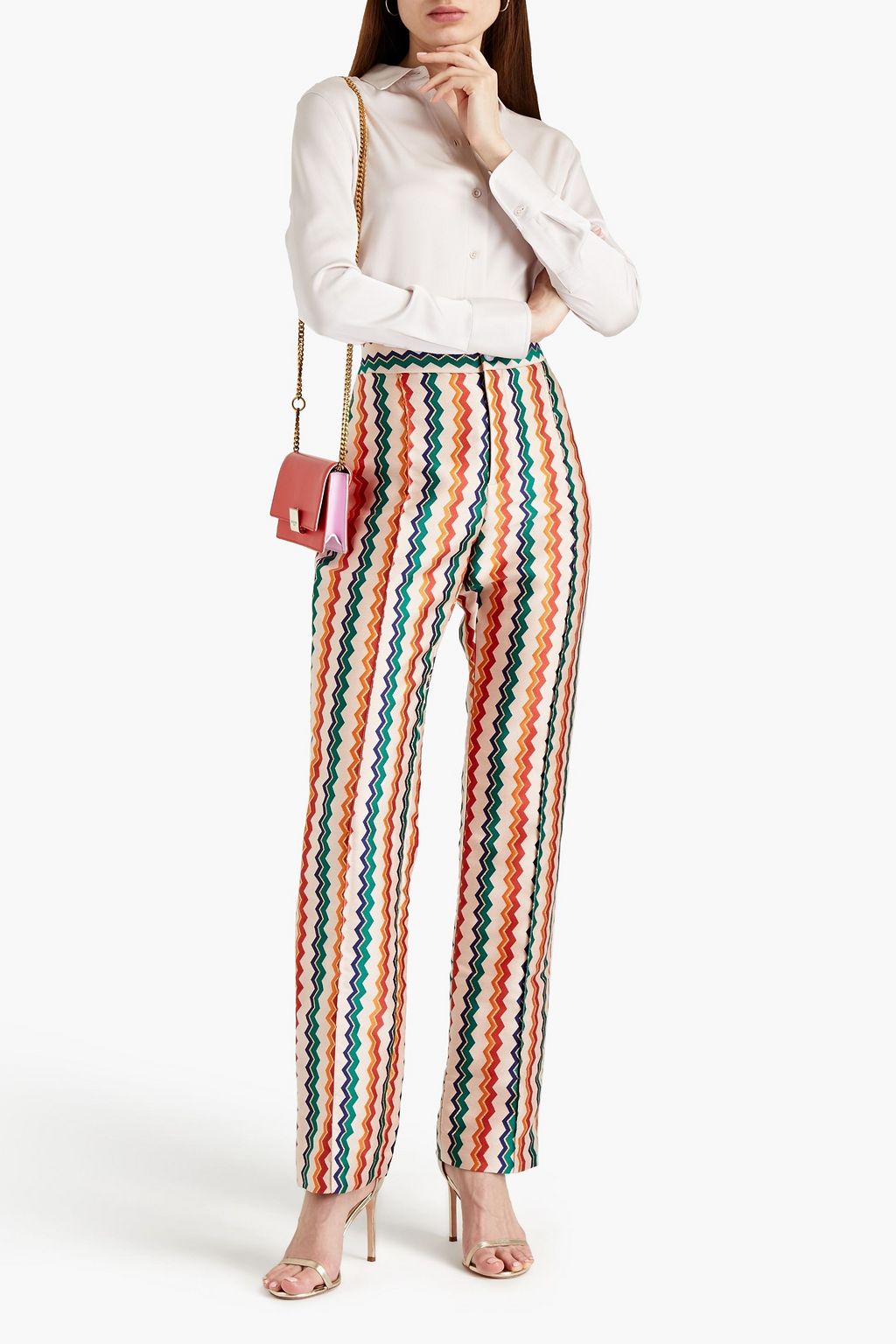 LISOU Metallic jacquard straight-leg pants