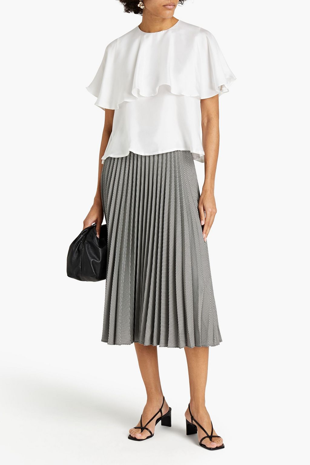 LISOU Nour ruffled silk-twill top