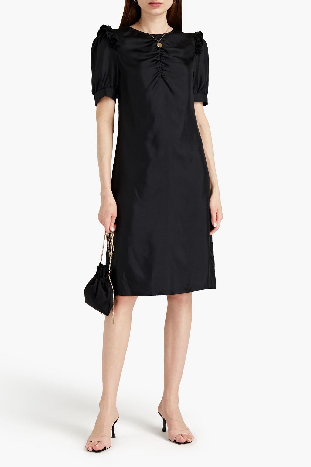 LISOU Lyla ruched floral-print silk-twill dress