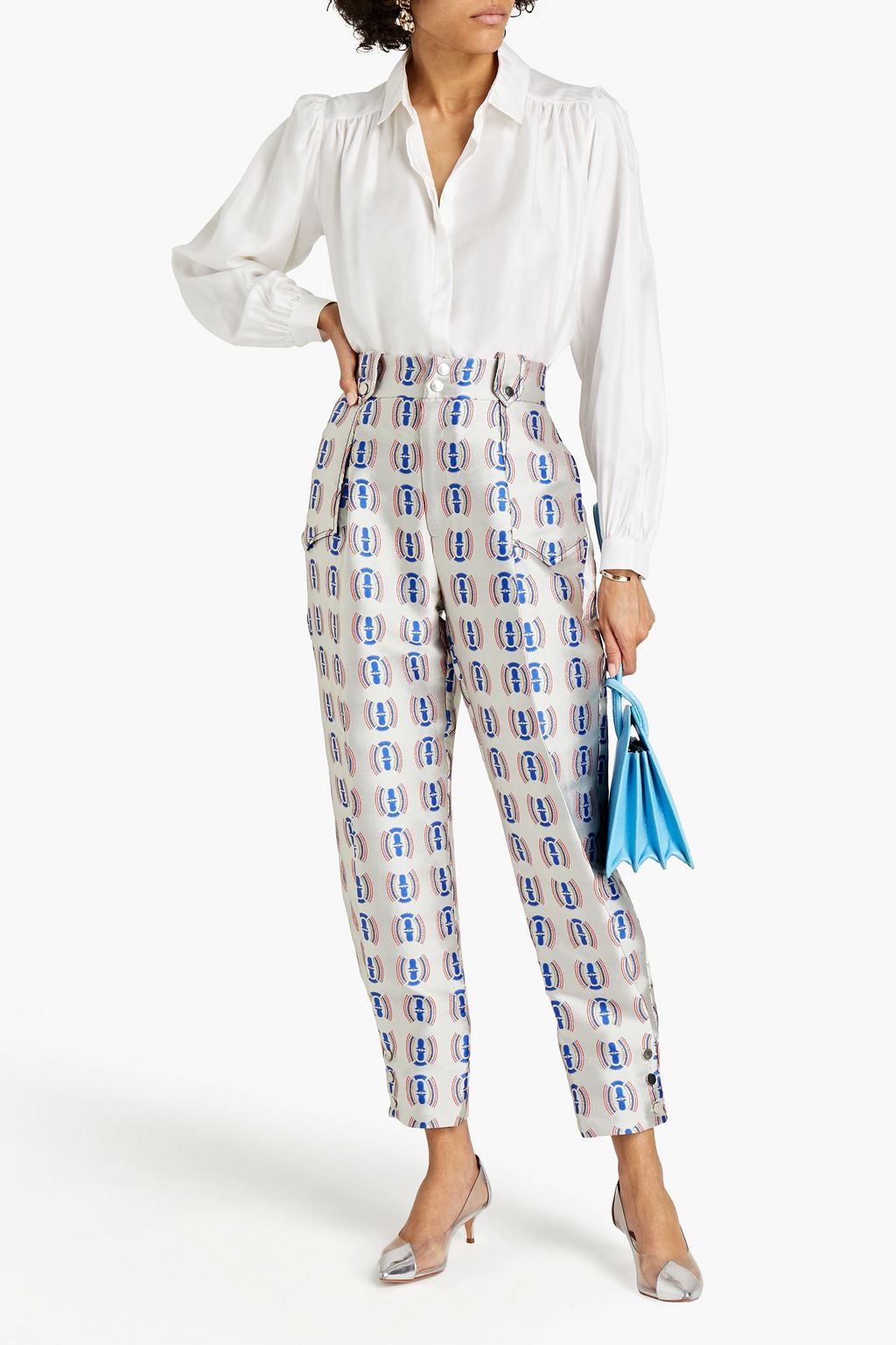 LISOU Eliza printed silk-twill shirt