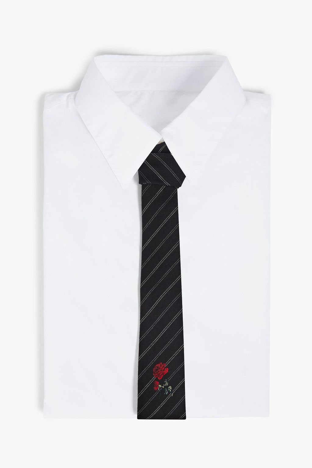 MCQUEEN Striped silk and llama-blend twill tie