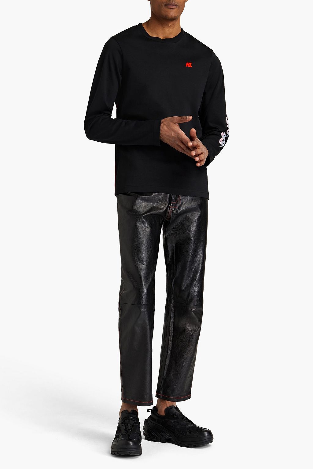 HELMUT LANG Flocked printed cotton-jersey T-shirt