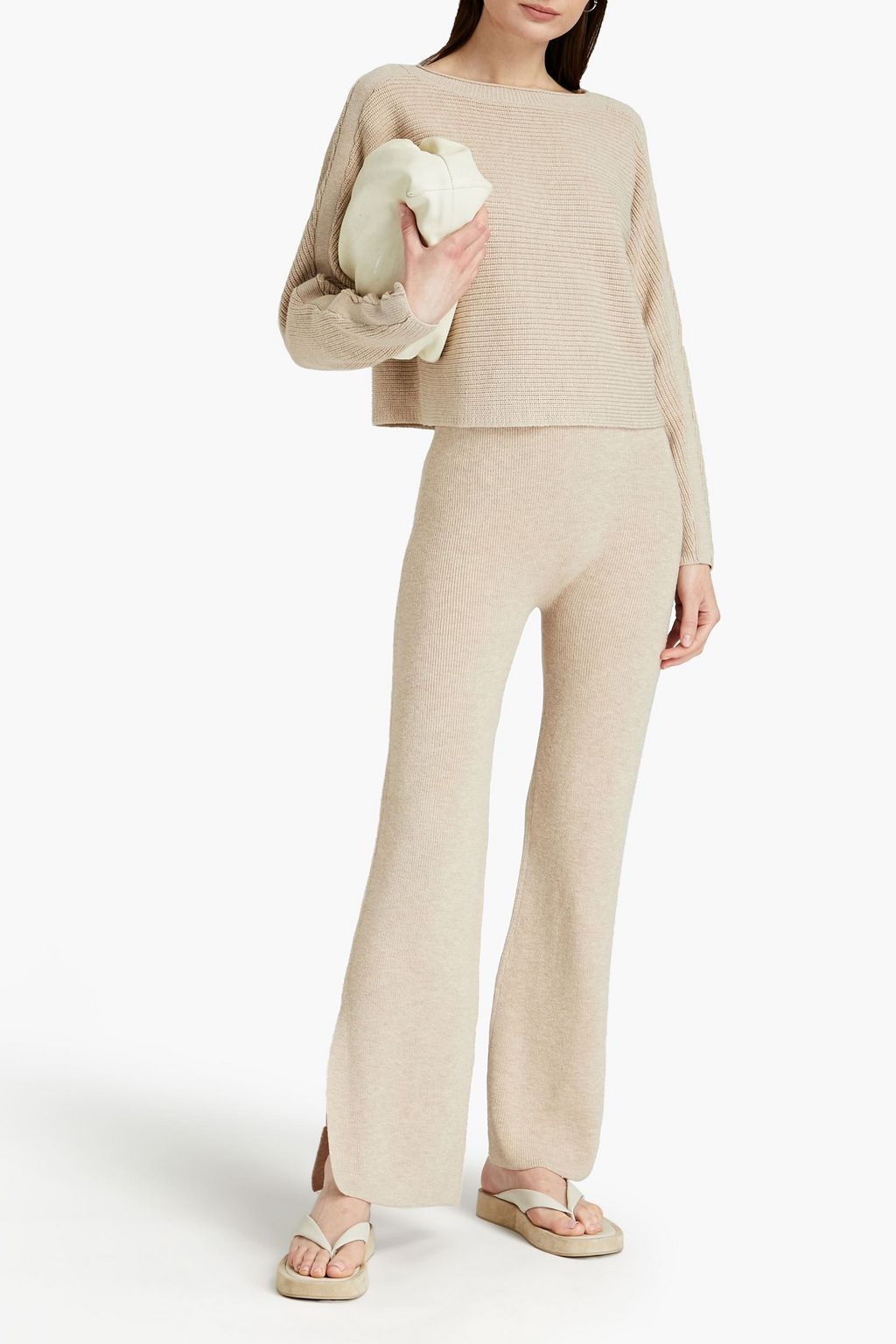LE ORE Lodi ribbed-knit flared pants
