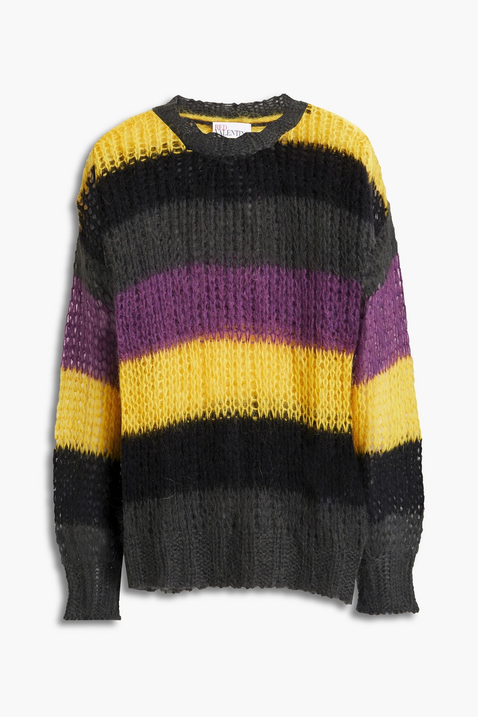 Redvalentino Woman Striped Mohair-blend Sweater Multicolor Size S